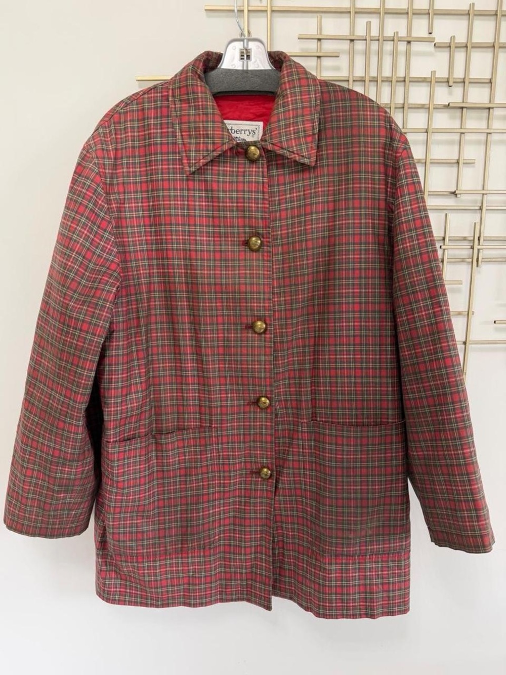 Vintage Burberrys’ Red Plaid Quilted Coat